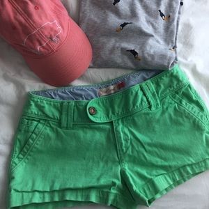 Bright green shorts